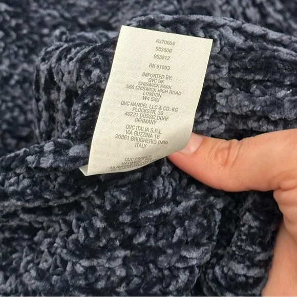 G.I.L.I. Chenille Navy Open Front Crochet Cardigan NWOT - Size XL - Picture 4 of 5